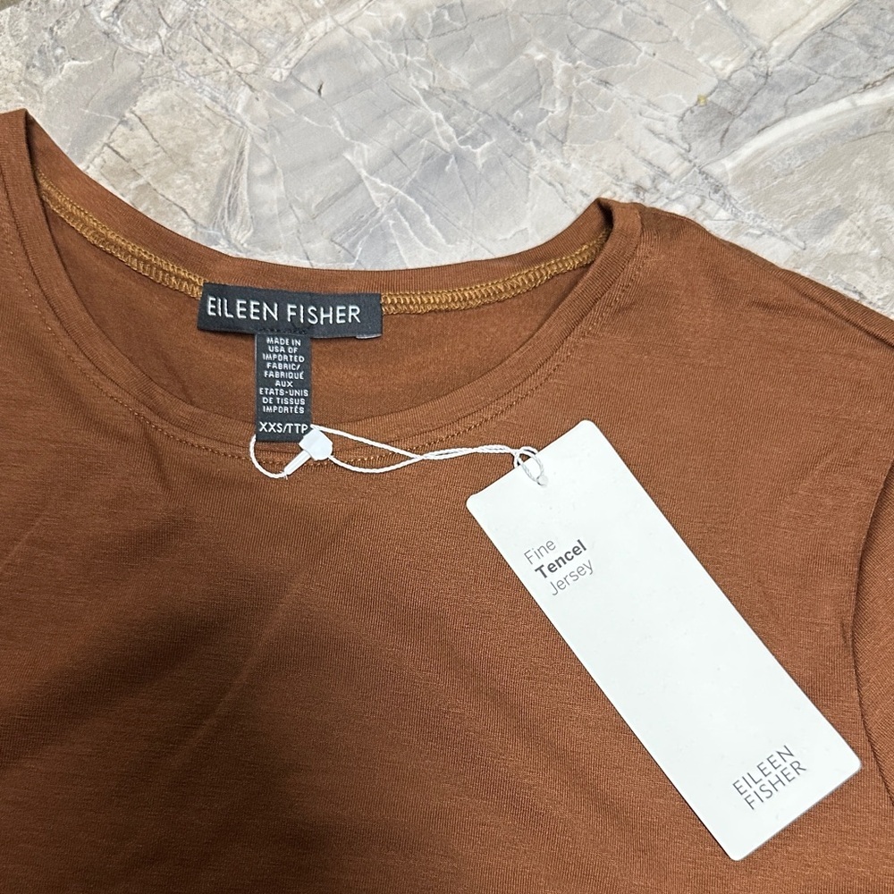 Eileen Fisher Rich Brown Long Sleeve Top - Picture 2 of 6